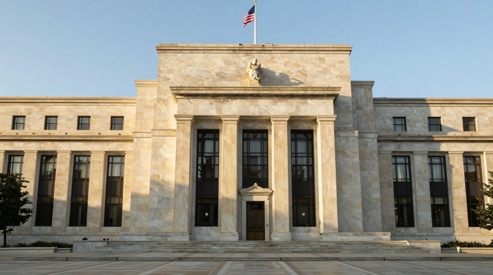 Visual representation of the Federal Reserve building and monetary policy