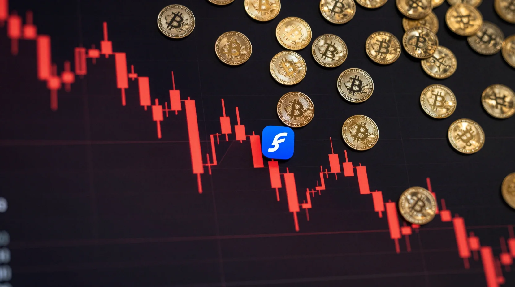 Visual representation of cryptocurrency market volatility with declining prices