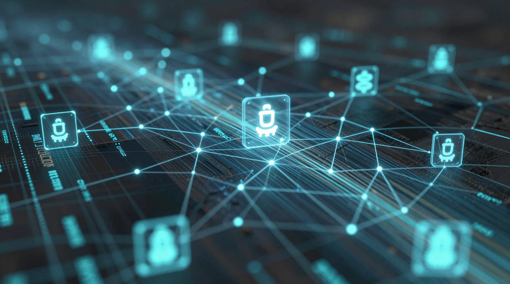 Visual representation of fully homomorphic encryption technology enabling encrypted computation on blockchain