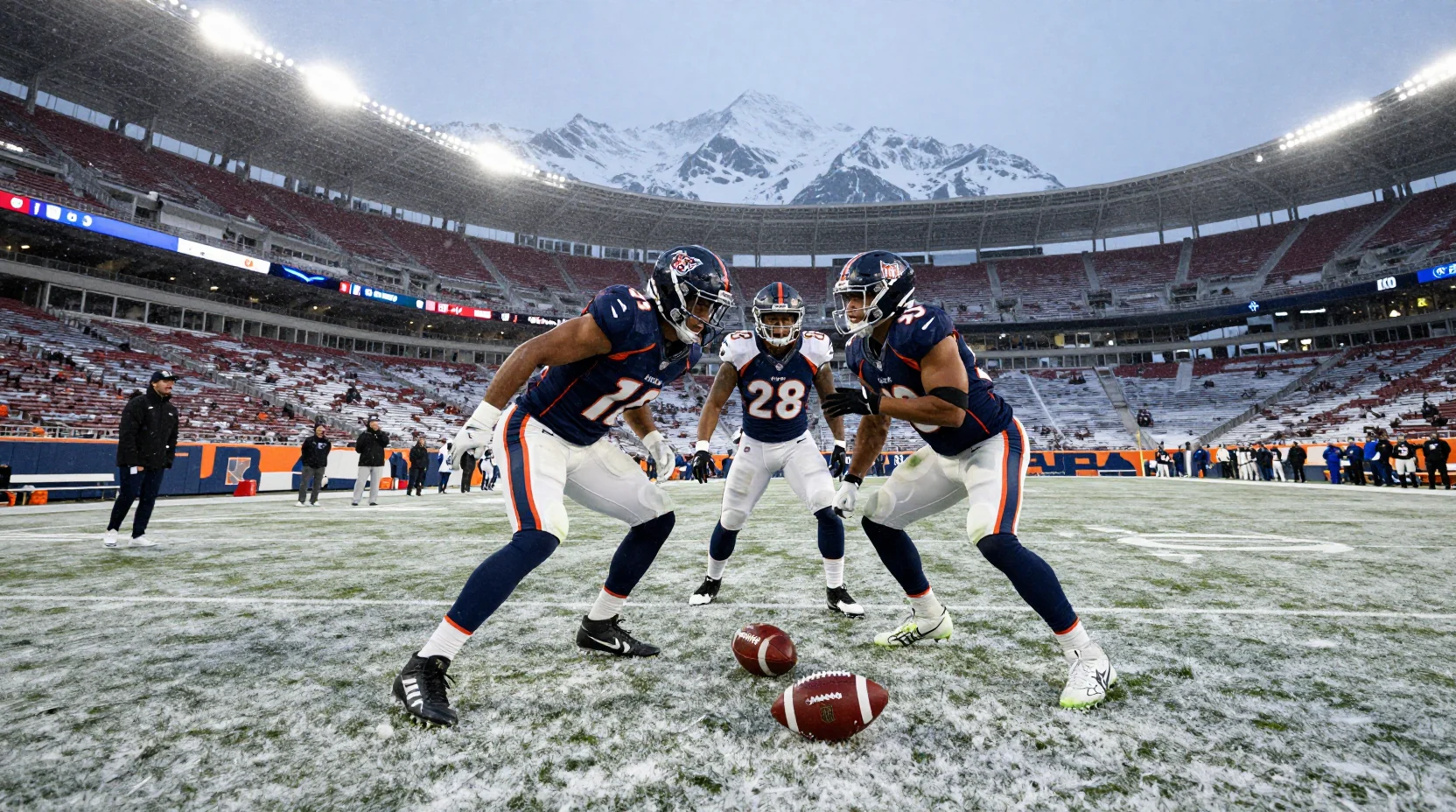 Visual representation of the AFC Championship matchup at Mile High Stadium