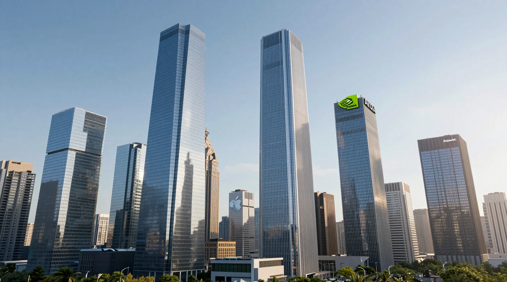 Visual representation of tech giants competing for market cap dominance