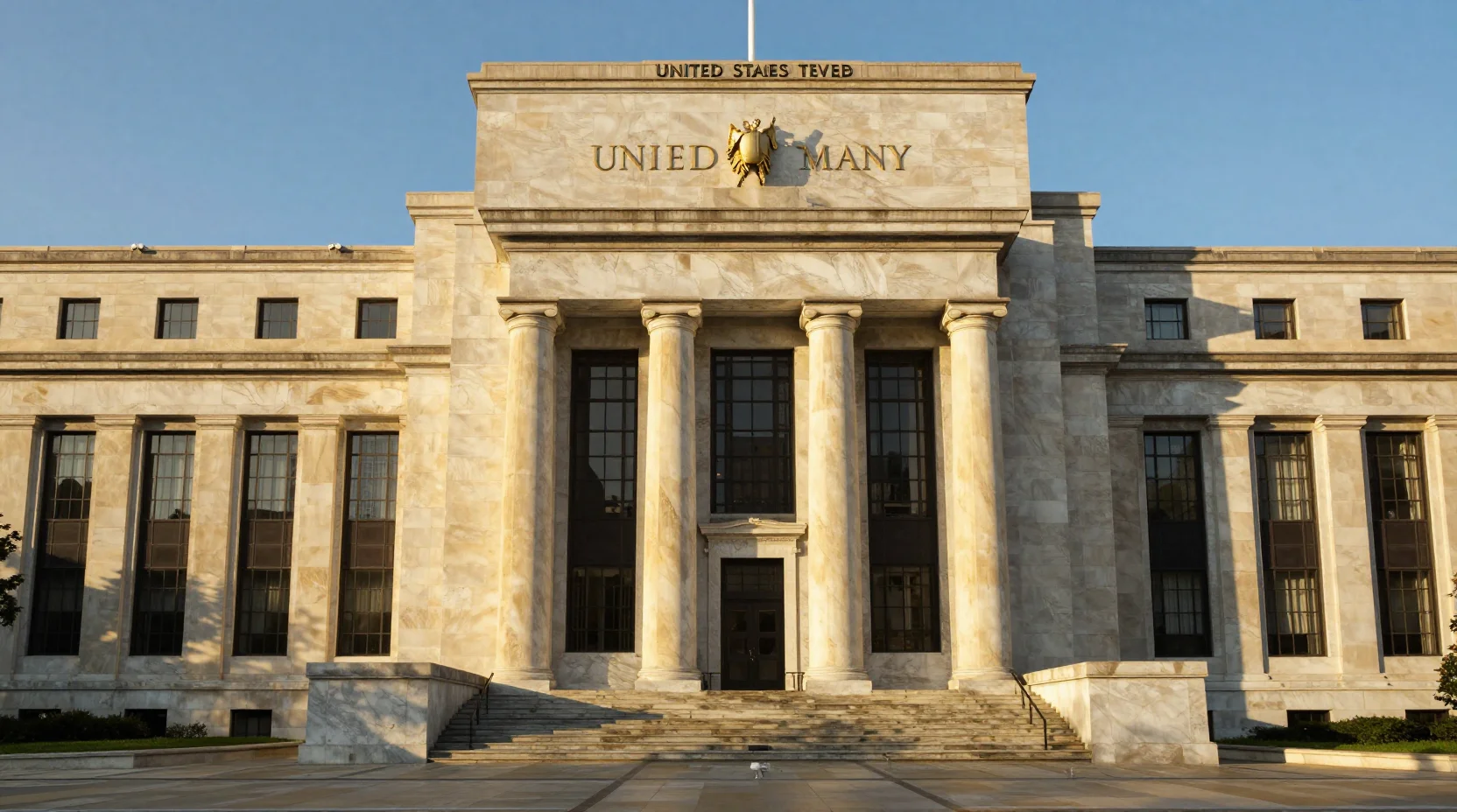 Federal Reserve building at golden hour, symbolizing institutional monetary policy decisions