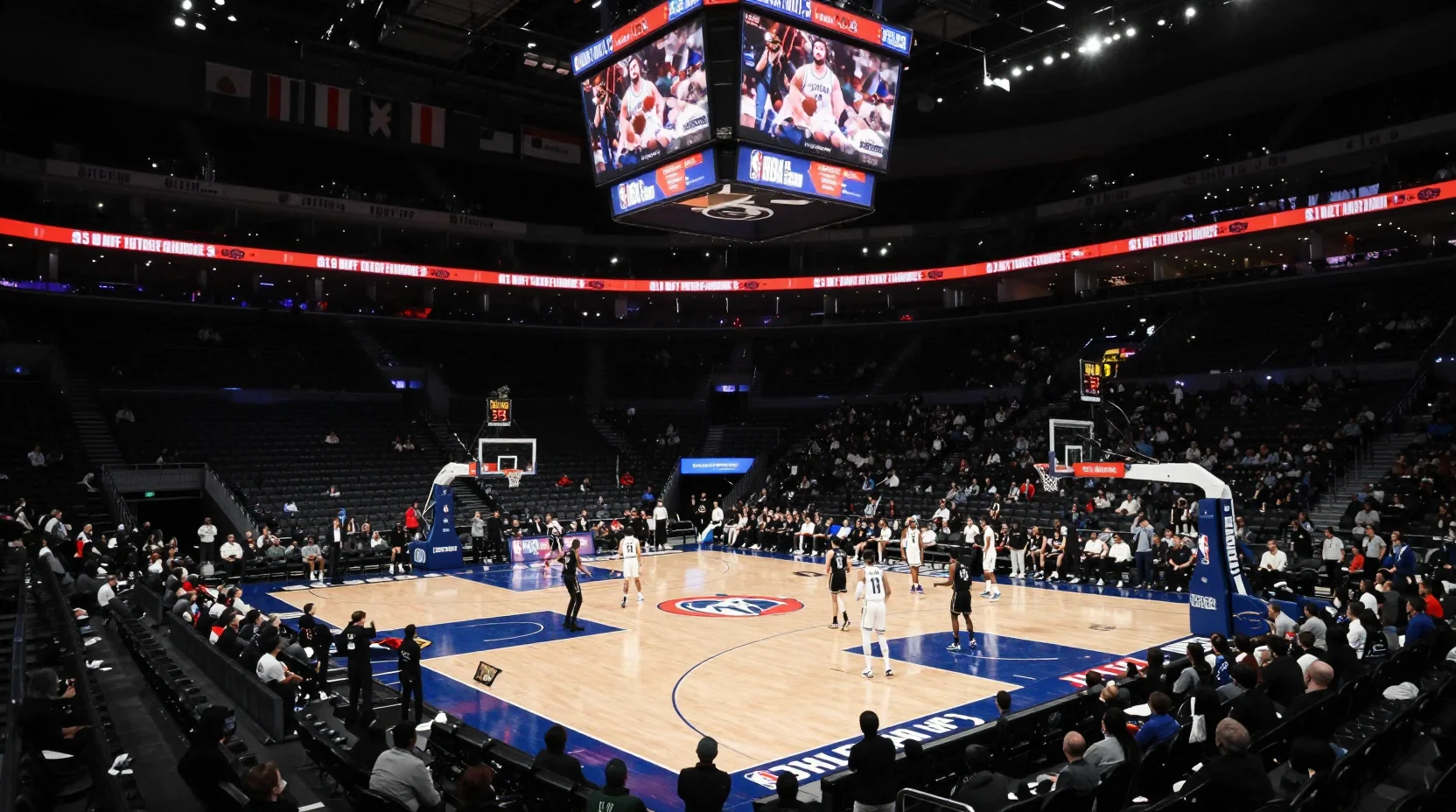 Dynamic basketball arena scene showing Bulls vs Timberwolves game action