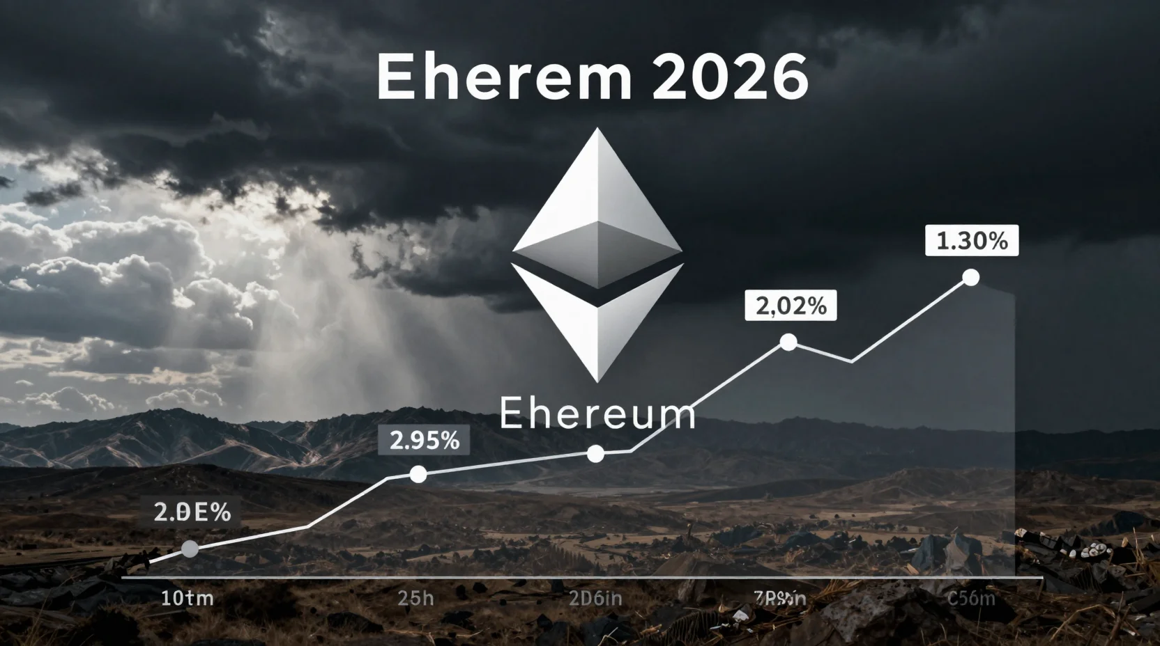 Ethereum price journey visualization showing bearish market sentiment with dimming crystal in digital void