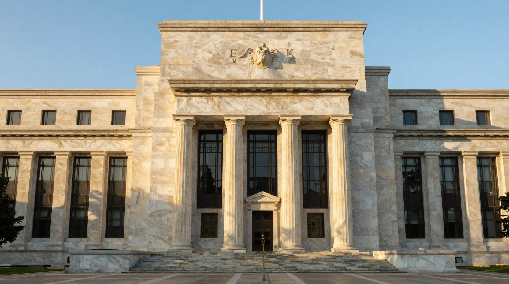 Federal Reserve building at dusk, symbol of monetary policy authority