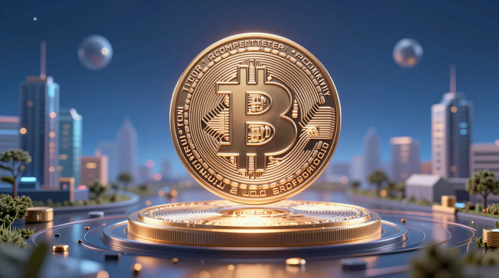 AI cryptocurrency token emerging with digital neural networks and blockchain connections