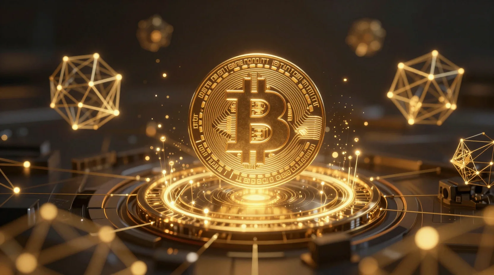 Digital landscape showing Bitcoin at crossroads between institutional adoption and technical selling pressure