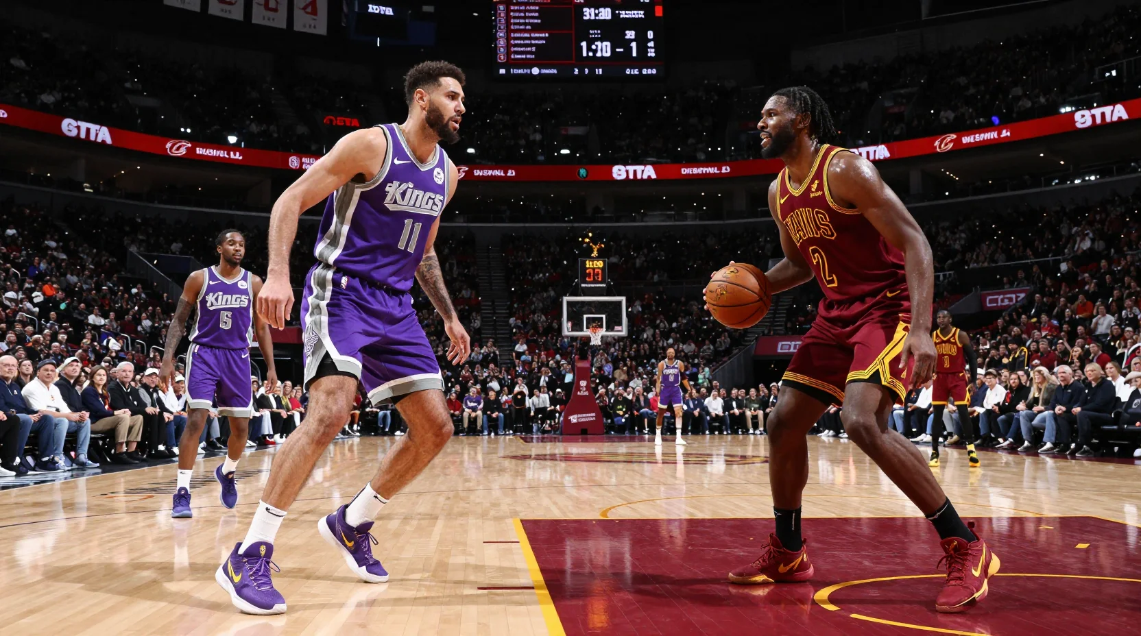 Sacramento Kings facing Cleveland Cavaliers in intense NBA action
