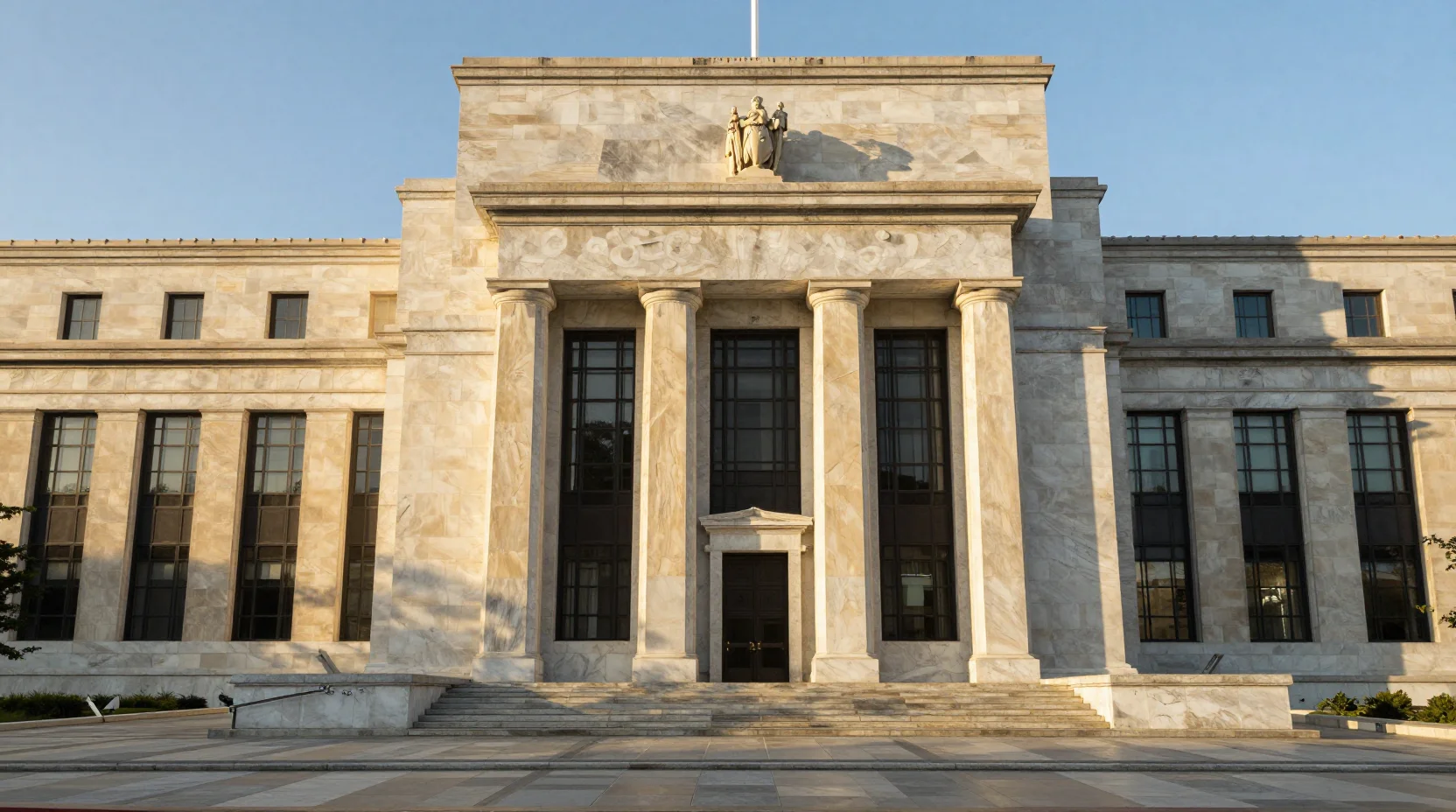 Federal Reserve building at golden hour