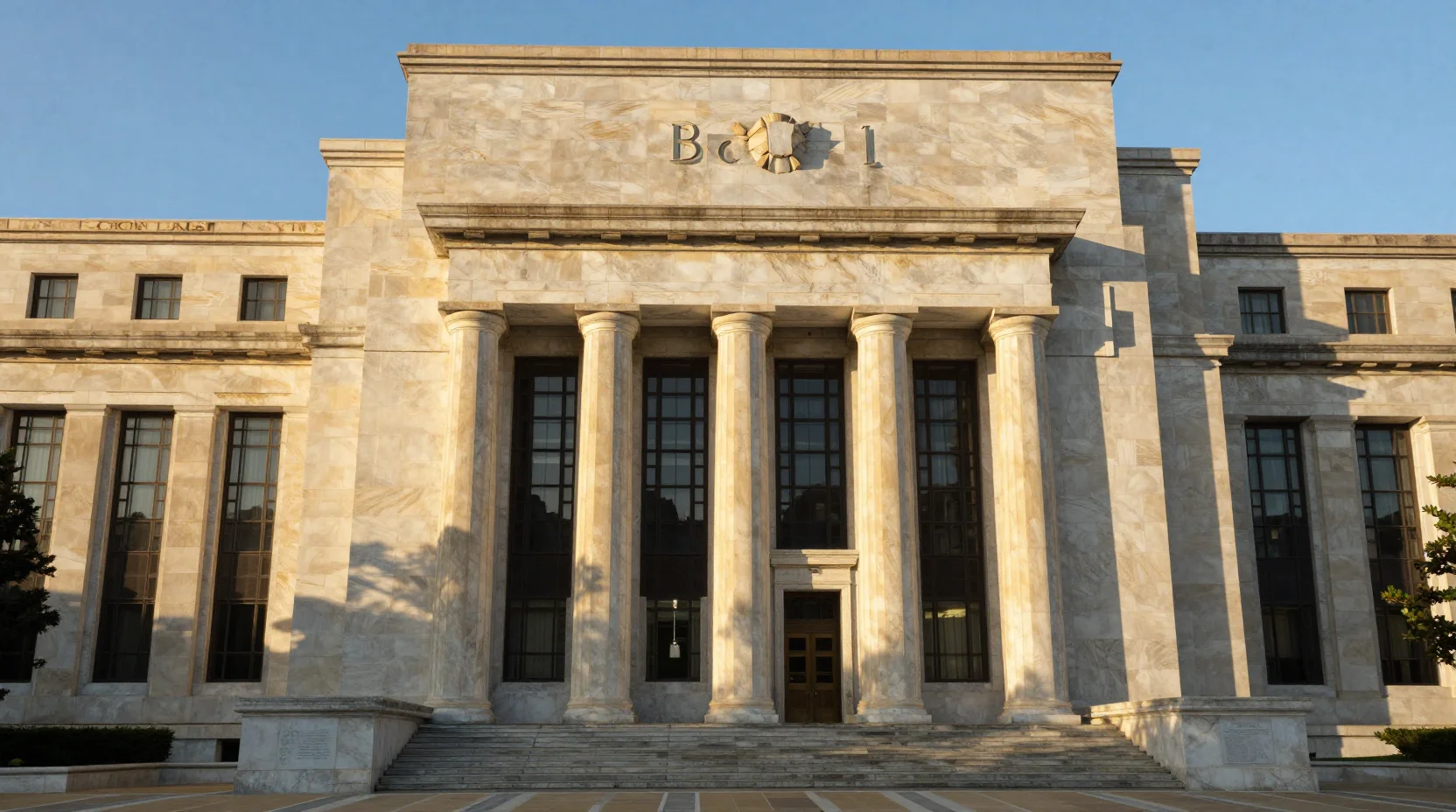 Federal Reserve building at golden hour, symbolizing institutional stability amid policy uncertainty