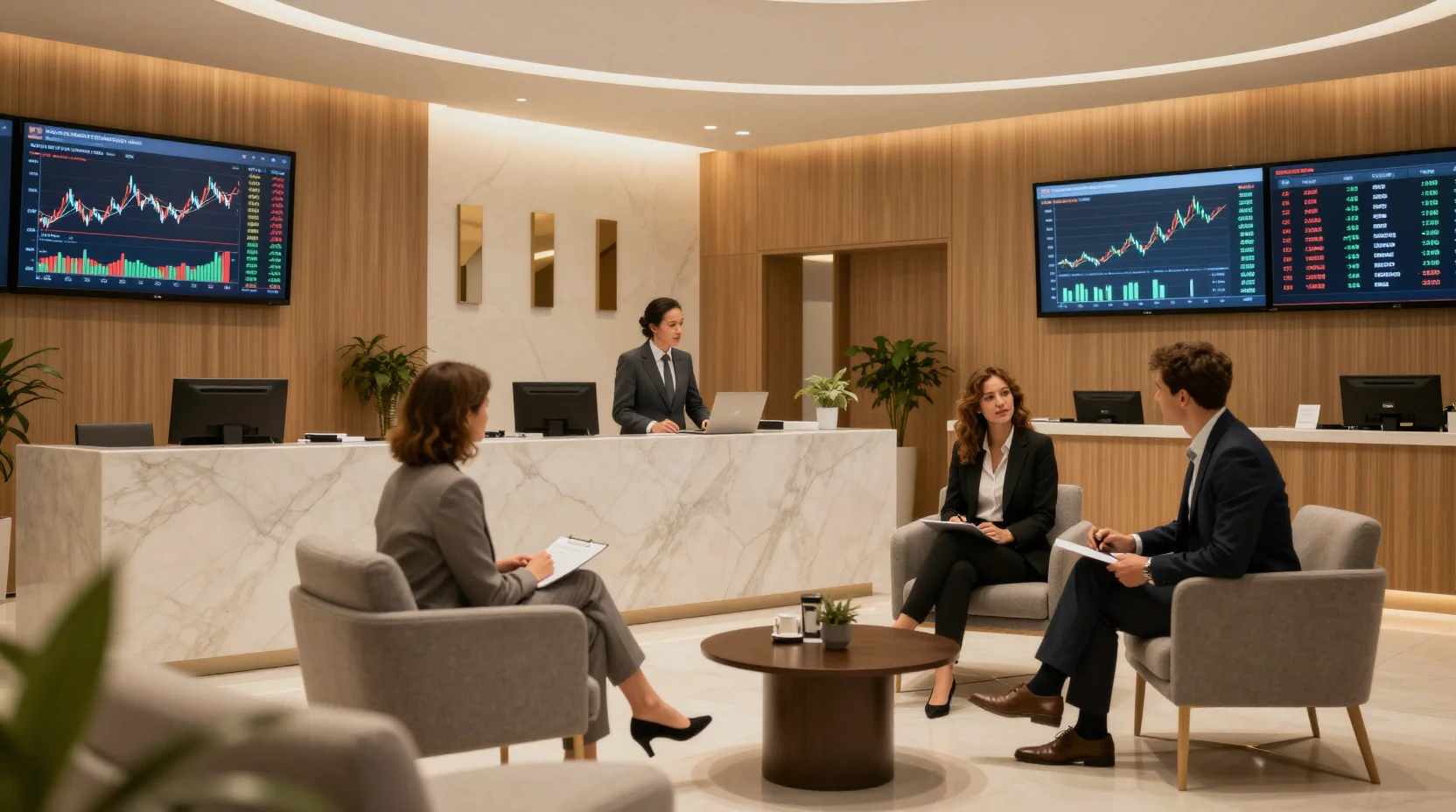 Professional bank lobby scene illustrating the FFIC acquisition