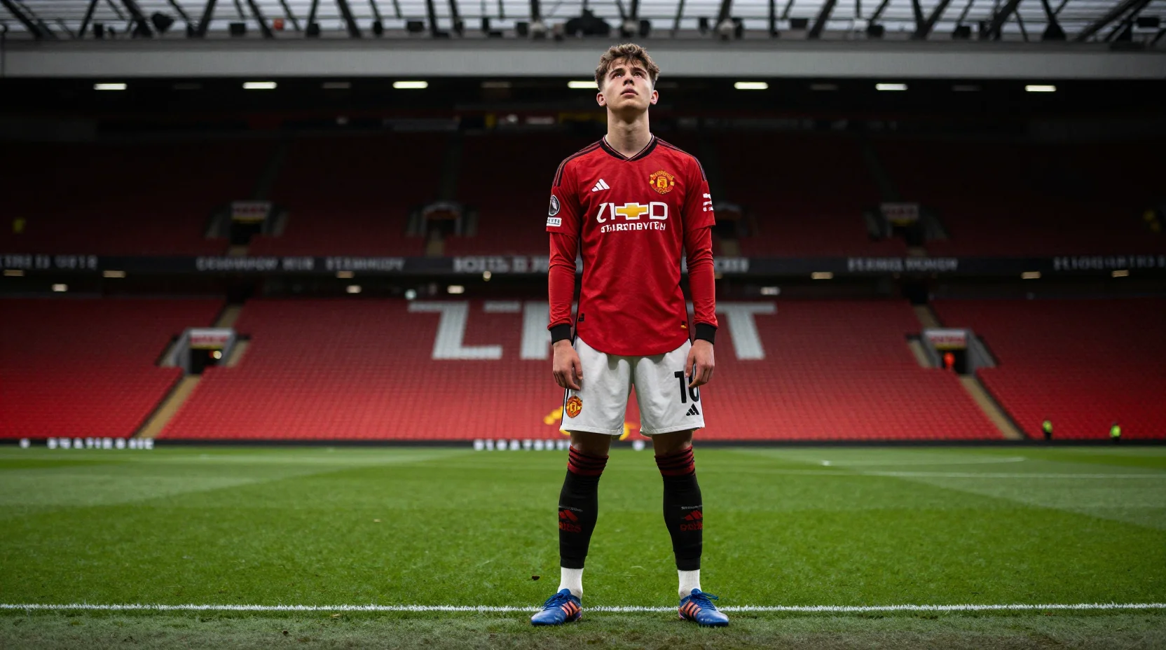 A young footballer at Old Trafford, standing in the shadow of his father's legendary legacy