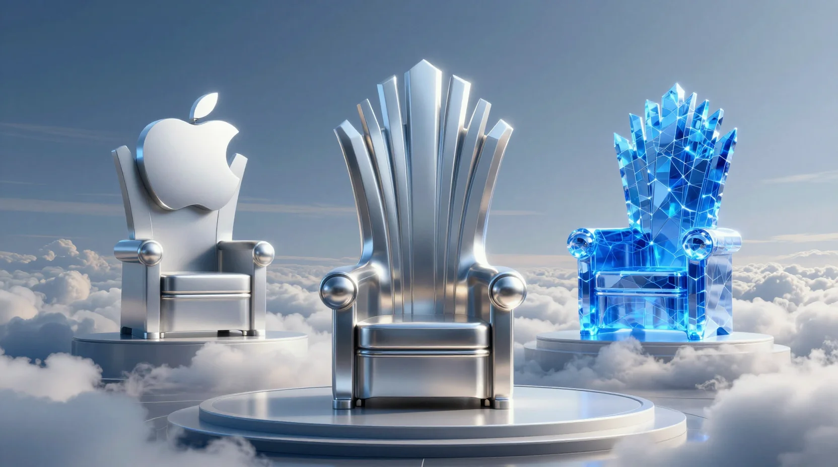 Visualization of the competitive race for market cap leadership among technology giants