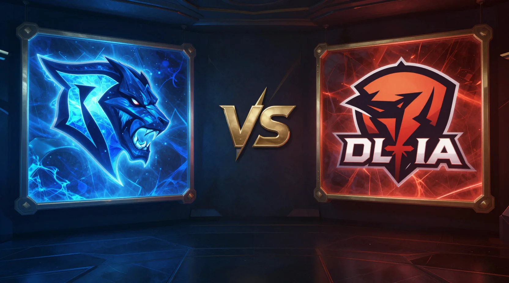 LCK esports arena with team banners and balanced probability meter