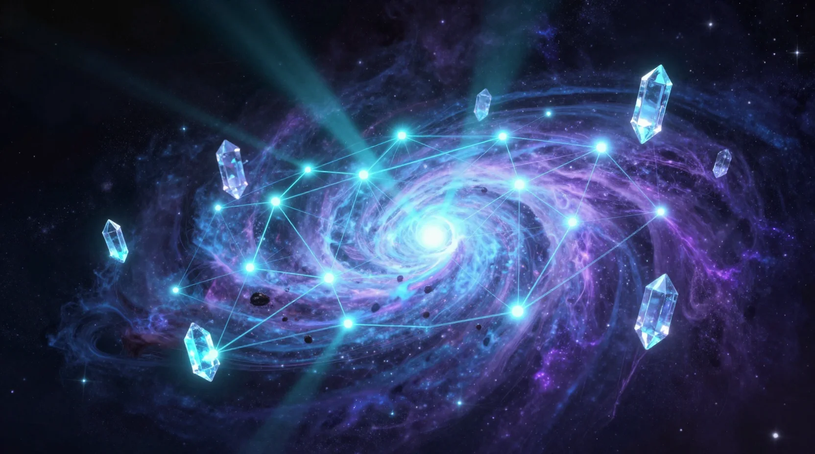 Cosmic digital landscape representing Solana's blockchain network