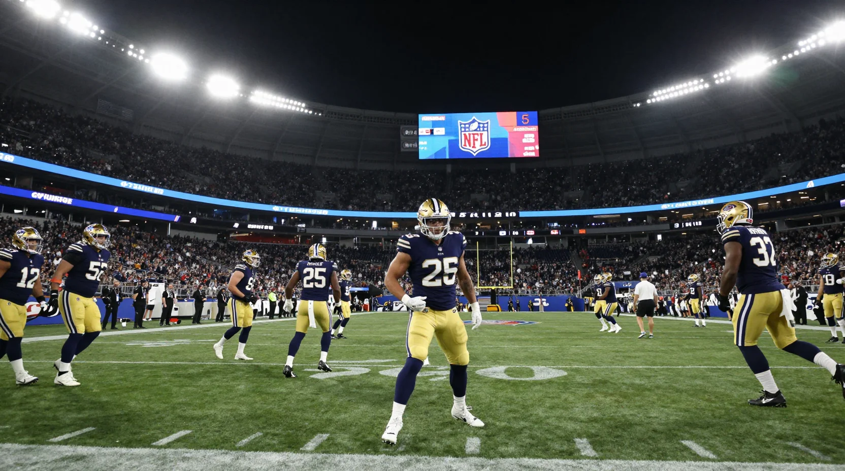Dramatic AFC Divisional Round NFL playoff moment under stadium lights