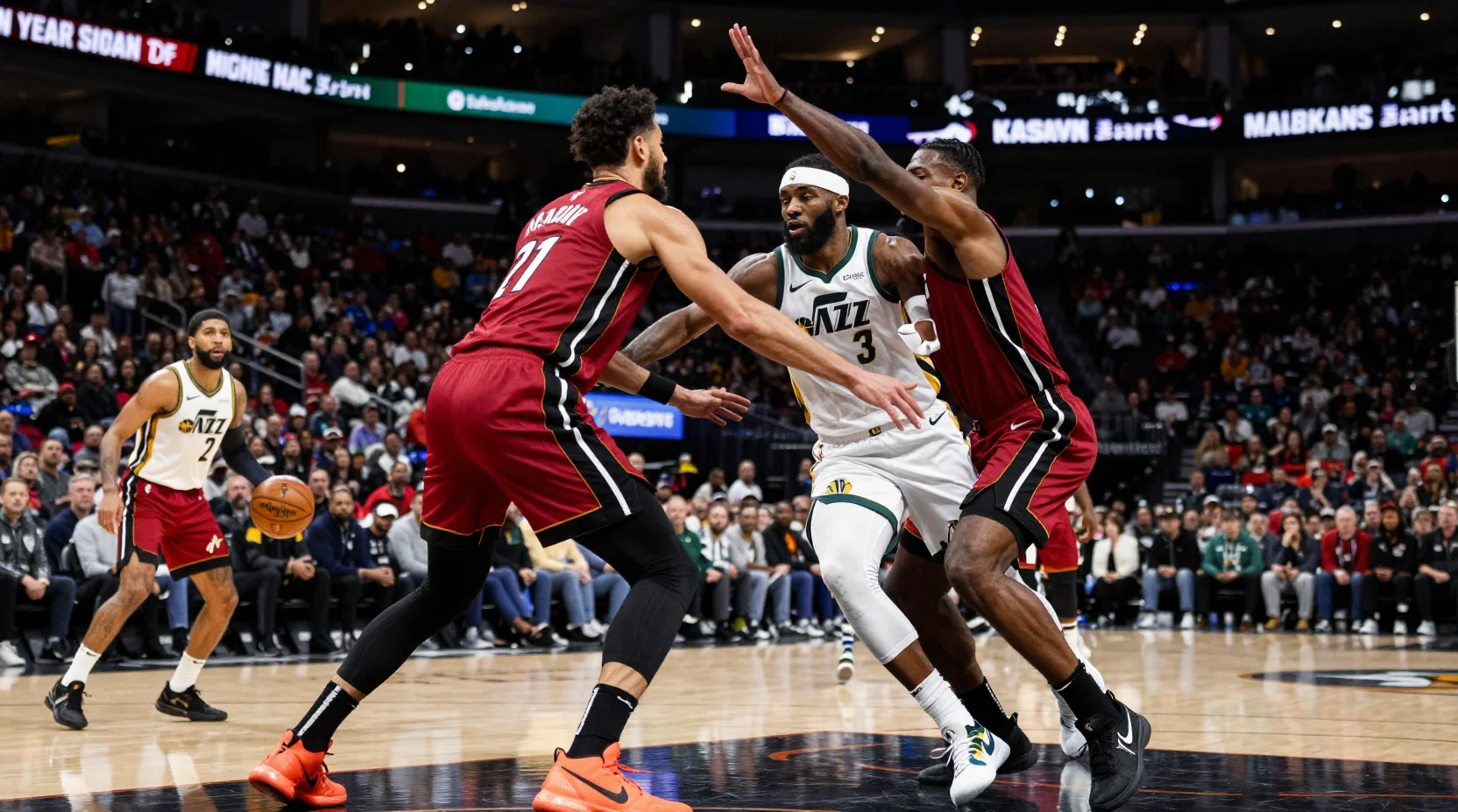 NBA game action at Miami's Kaseya Center
