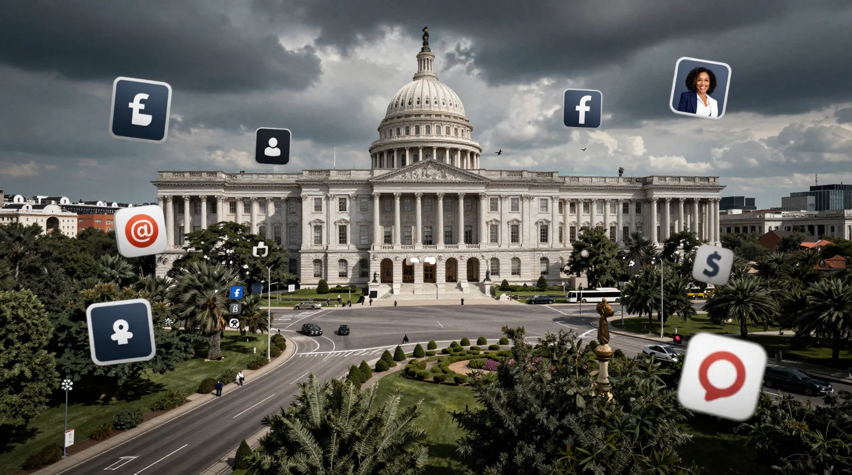 Digital landscape showing intersection of social media and policy