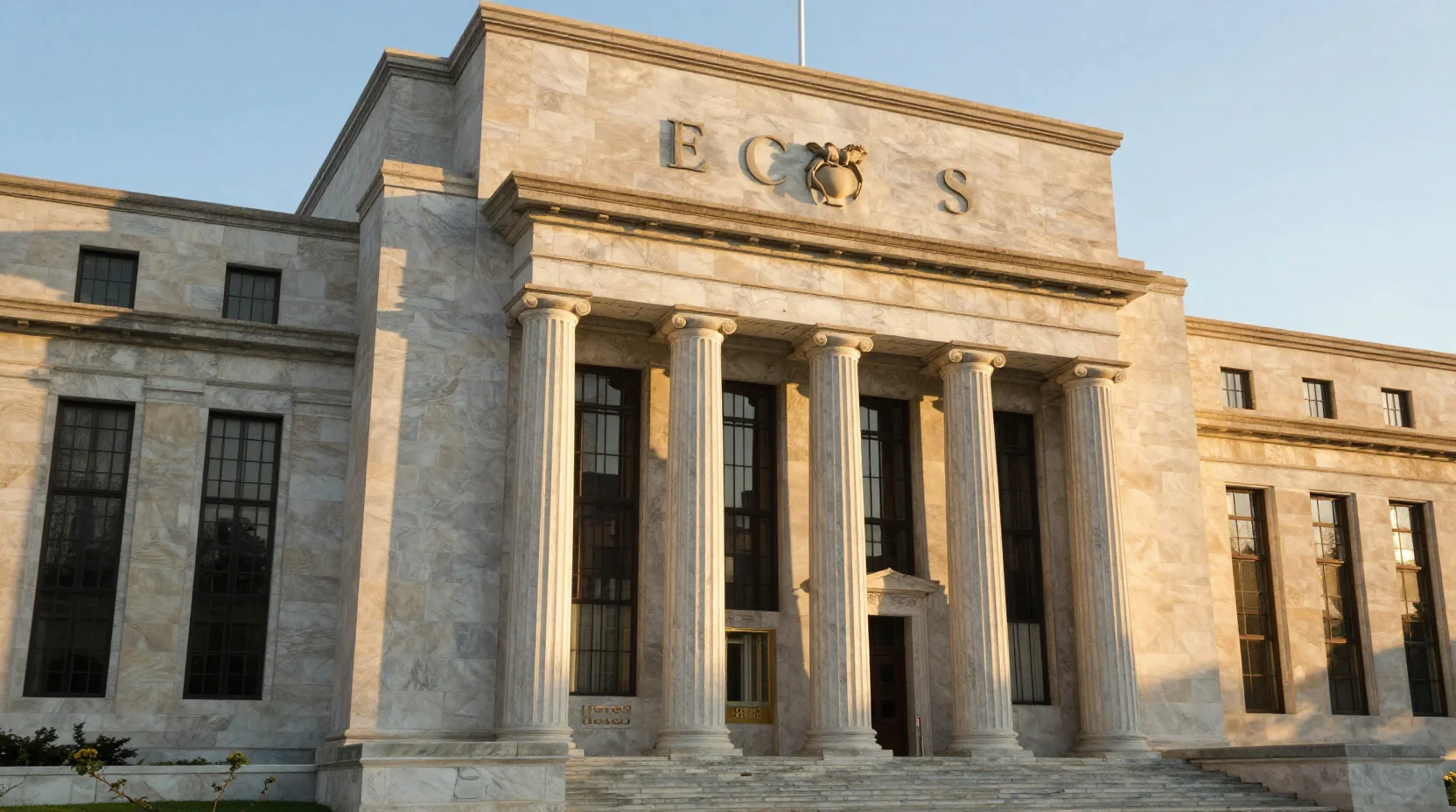 Federal Reserve building at golden hour representing institutional monetary authority