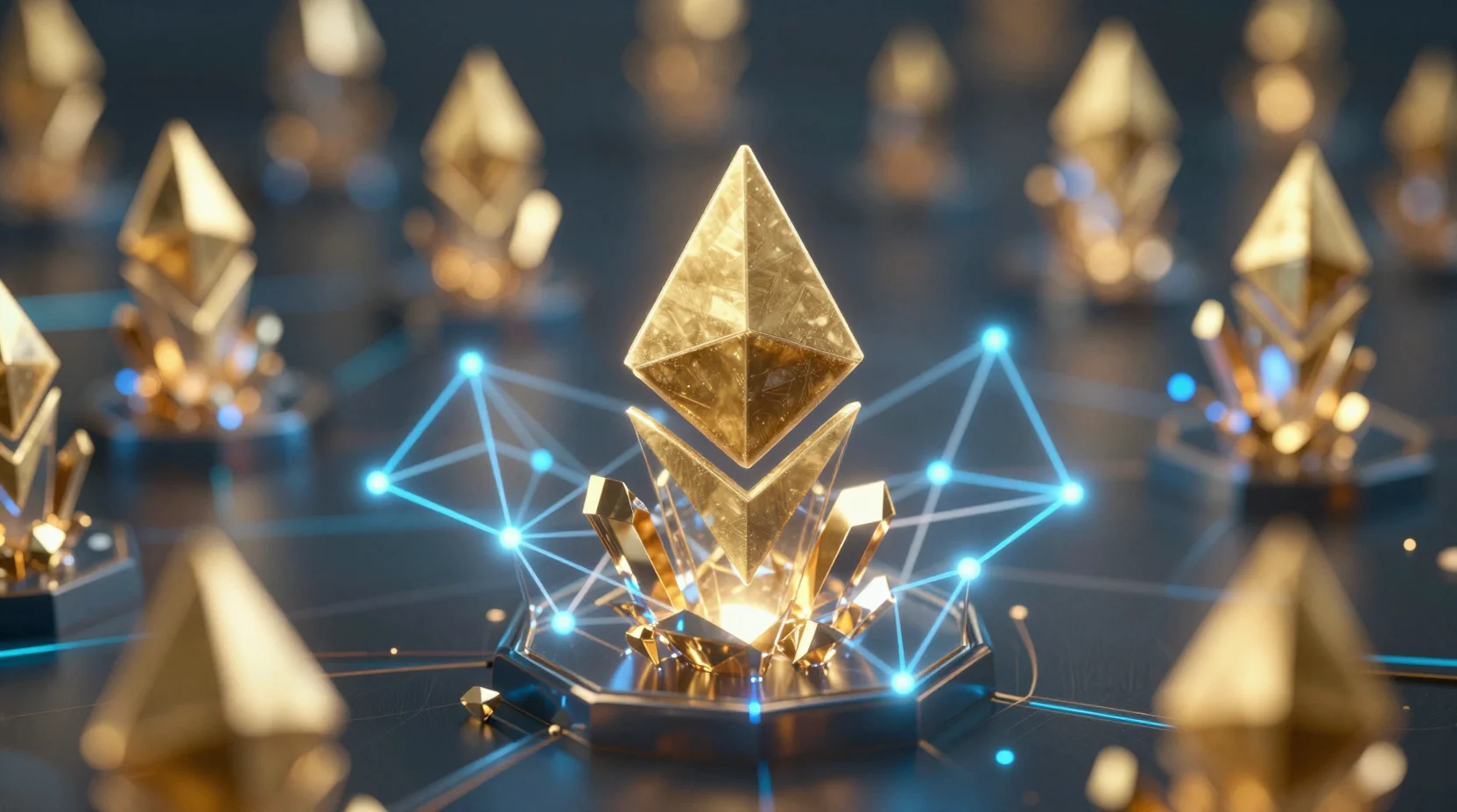 Ethereum blockchain network visualization with quantum security elements