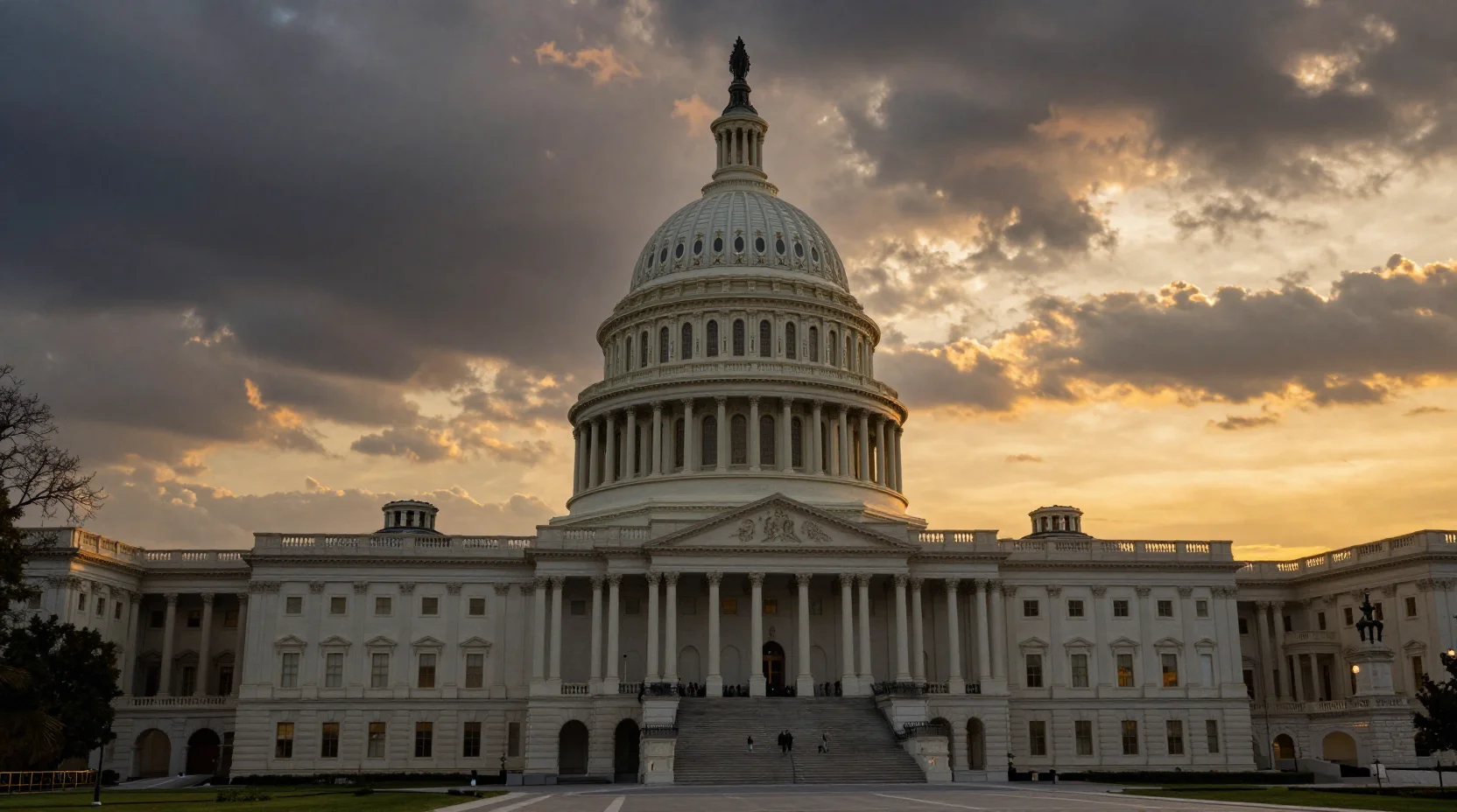 The US Capitol building at twilight with dramatic sky, symbolizing the shutdown deadline uncertainty