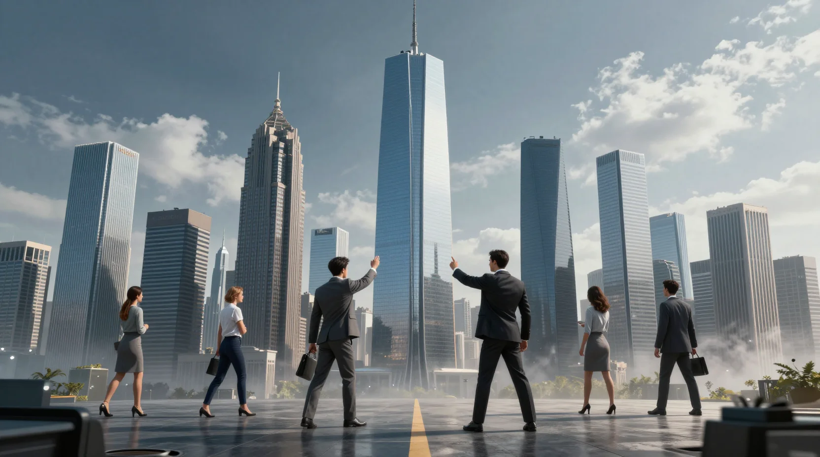 Visual representation of corporate giants competing for market supremacy