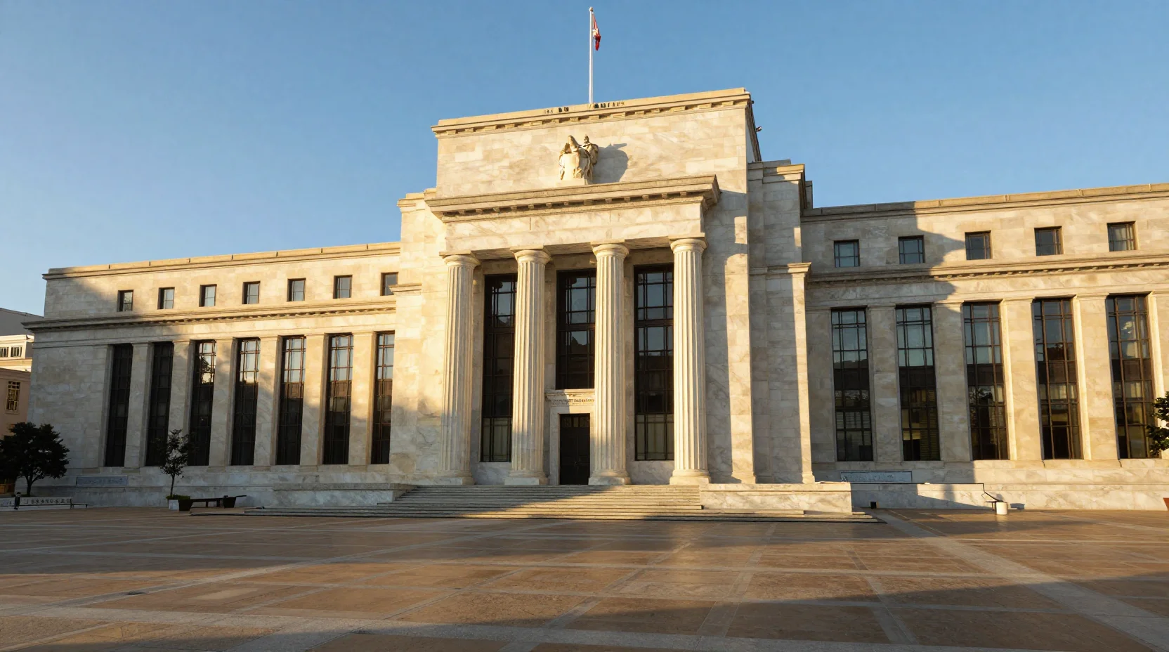 Federal Reserve building at dusk