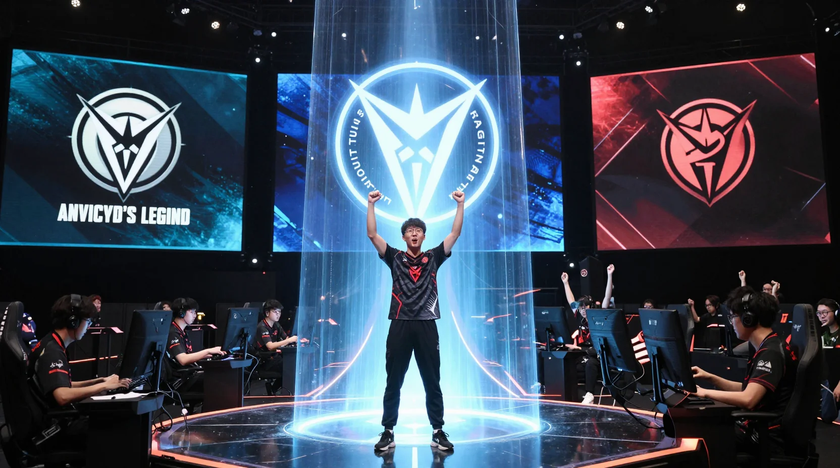 LPL esports arena with Anyone's Legend vs Invictus Gaming