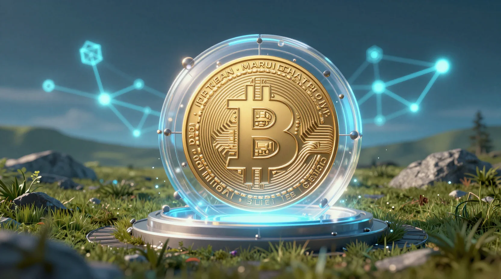 Digital visualization of token valuation dynamics emerging from a translucent vault