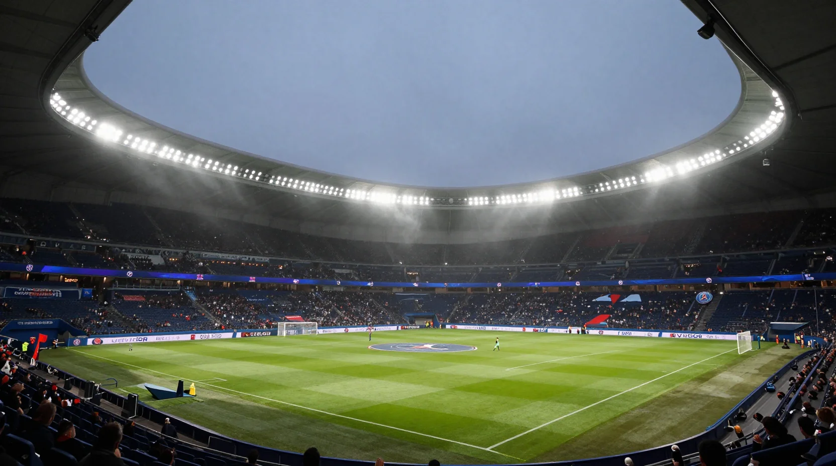 Champions League match atmosphere at Parc des Princes stadium
