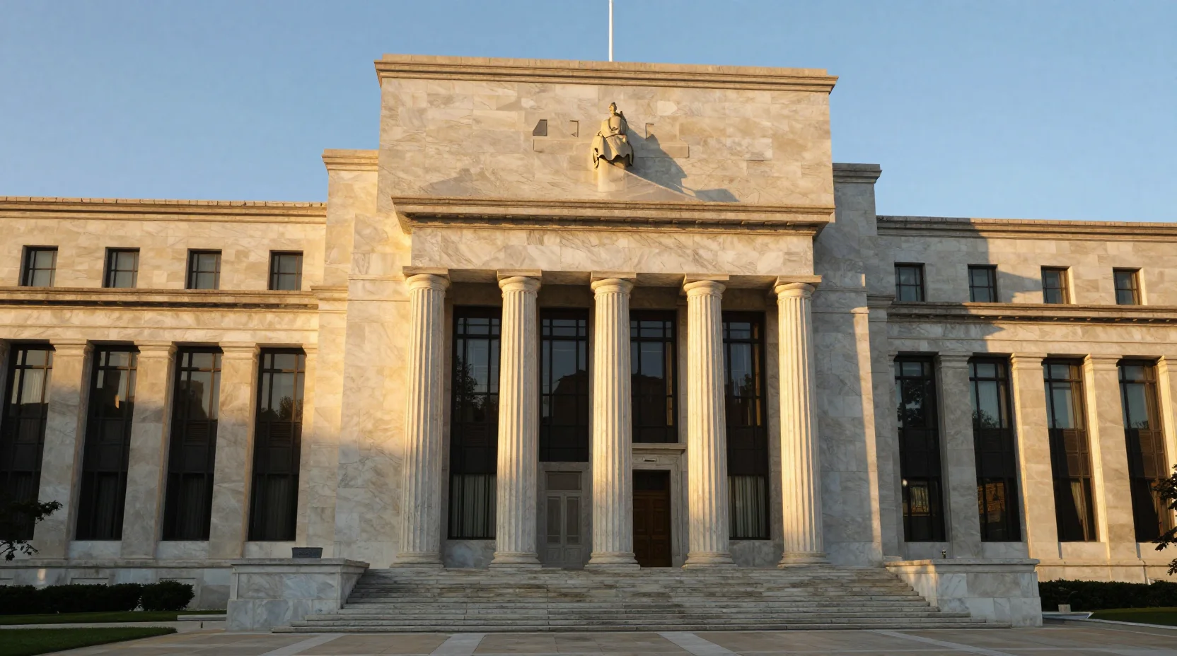 Federal Reserve building at dusk symbolizing institutional stability and monetary authority