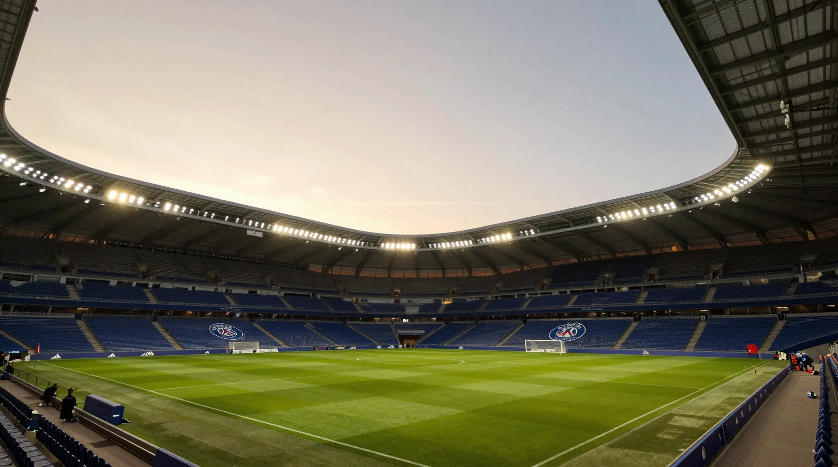 Parc des Princes stadium at sunset, Champions League atmosphere