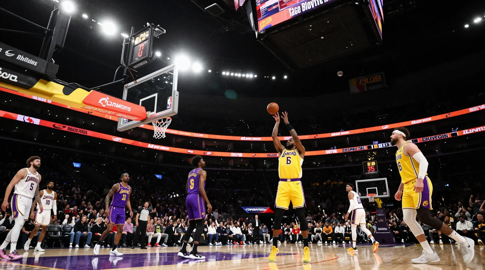 Lakers vs Cavaliers game illustration