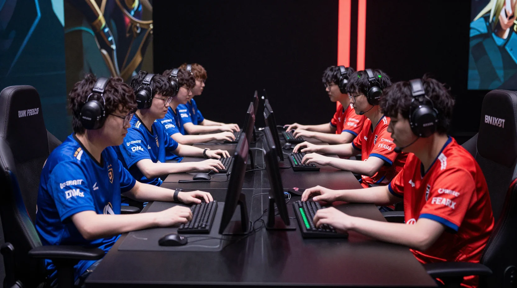 Esports arena scene showing intense League of Legends competition