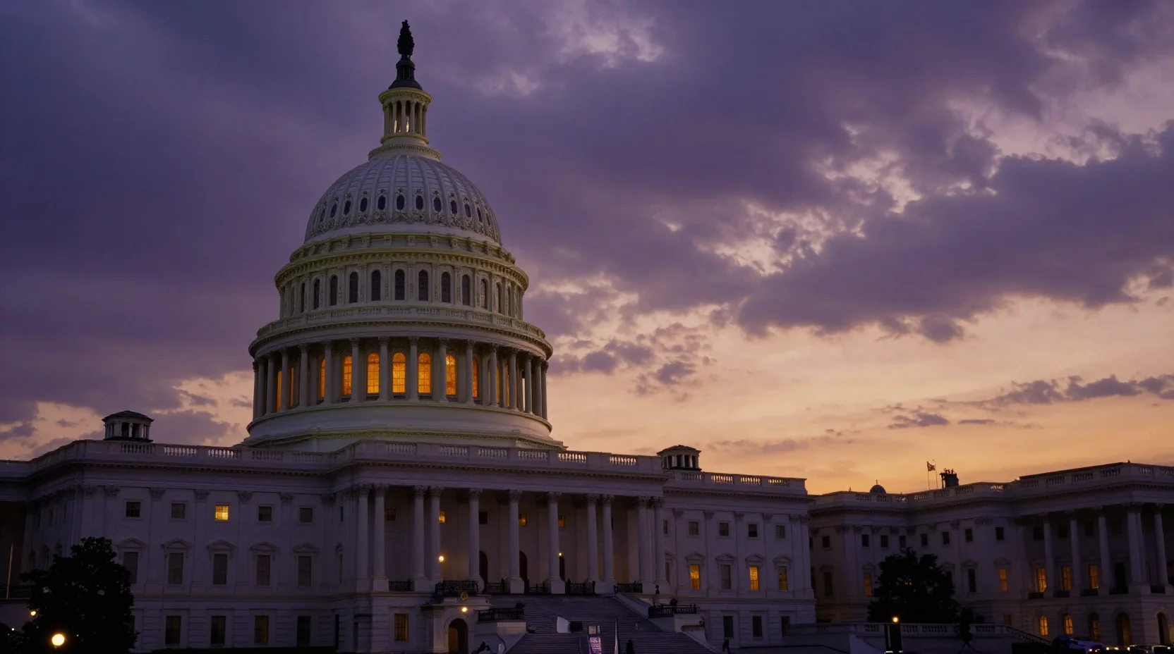 United States Capitol building at twilight symbolizing government shutdown uncertainty