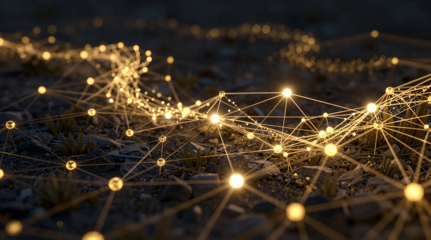 Solana ecosystem network visualization showing validator nodes and blockchain infrastructure