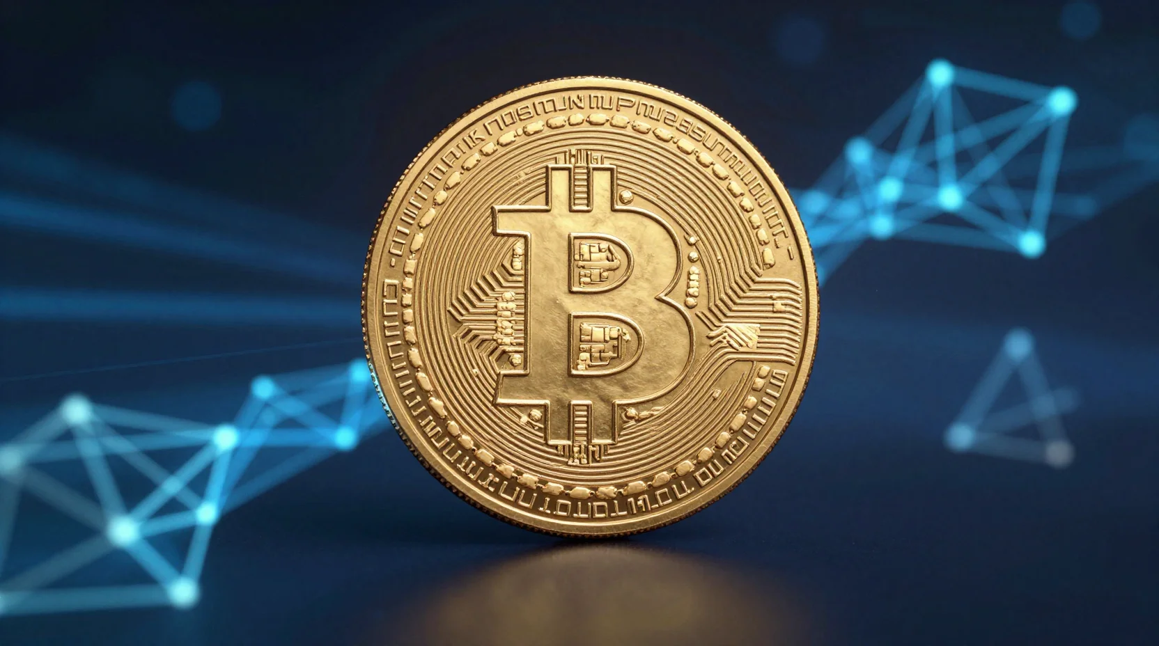 Bitcoin reaching new heights with digital network visualization