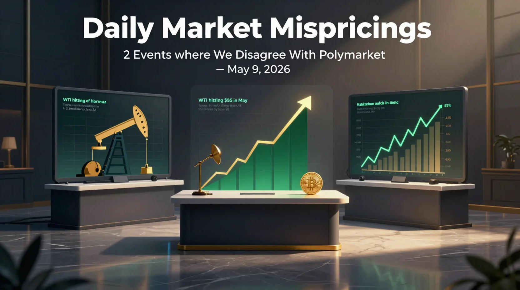 Daily Market Mispricings: 2 Events Where We Disagree With Polymarket β May 9, 2026
